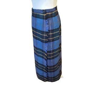 RAFAELLA Women's Vintage Plaid Wool Wrap Long Skirt Size 10
